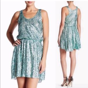❤️Dress the Population Green Sleeveless Sequin High-Low Dress Size XS